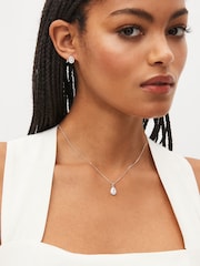 Sterling Silver Halo Teardrop Necklace - Image 1 of 4