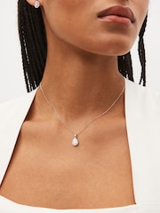 Sterling Silver Halo Teardrop Necklace - Image 2 of 4