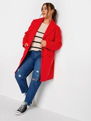 Yours Curve Red Midi City Coat - Image 2 of 4