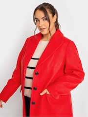 Yours Curve Red Midi City Coat - Image 4 of 4