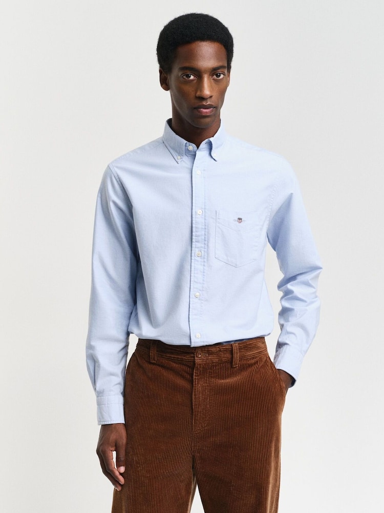 GANT Sky Blue Regular Fit Classic Oxford Logo Shirt - Image 1 of 3 GANT Sky Blue Regular Fit Classic Oxford Logo Shirt - Image 1 of 3