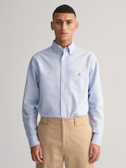 GANT Sky Blue Regular Fit Classic Oxford Logo 100% Cotton Shirt - Image 2 of 7