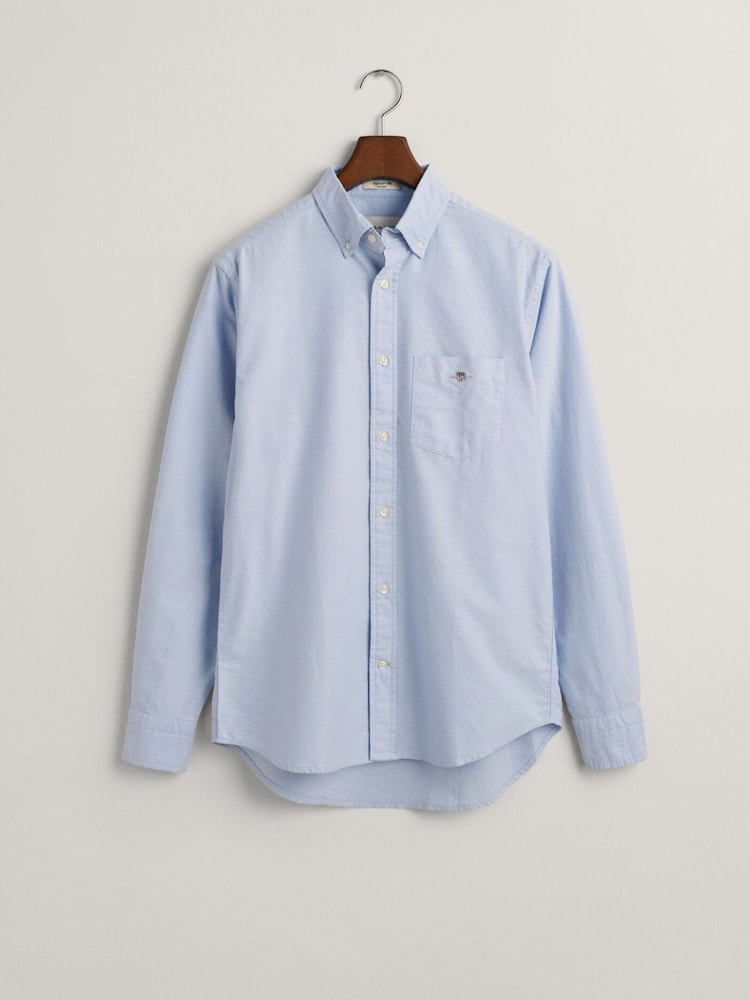 GANT Sky Blue Regular Fit Classic Oxford Logo Shirt - Image 3 of 3 GANT Sky Blue Regular Fit Classic Oxford Logo Shirt - Image 3 of 3