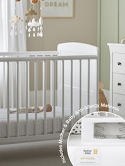 CuddleCo White Juliet Cot Bed with Mother and Baby Rose Gold Sprung Mattress - Image 1 of 7