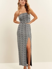 Silver Sparkly Jacquard Pencil Skirt - Image 2 of 6