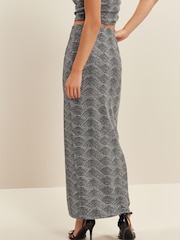 Silver Sparkly Jacquard Pencil Skirt - Image 3 of 6