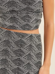 Silver Sparkly Jacquard Pencil Skirt - Image 4 of 6
