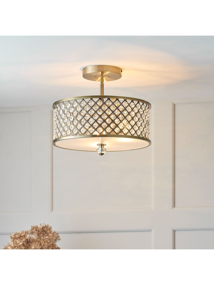 Gallery Home Brass Yoko Flush Ceiling Light - Image 1 of 9