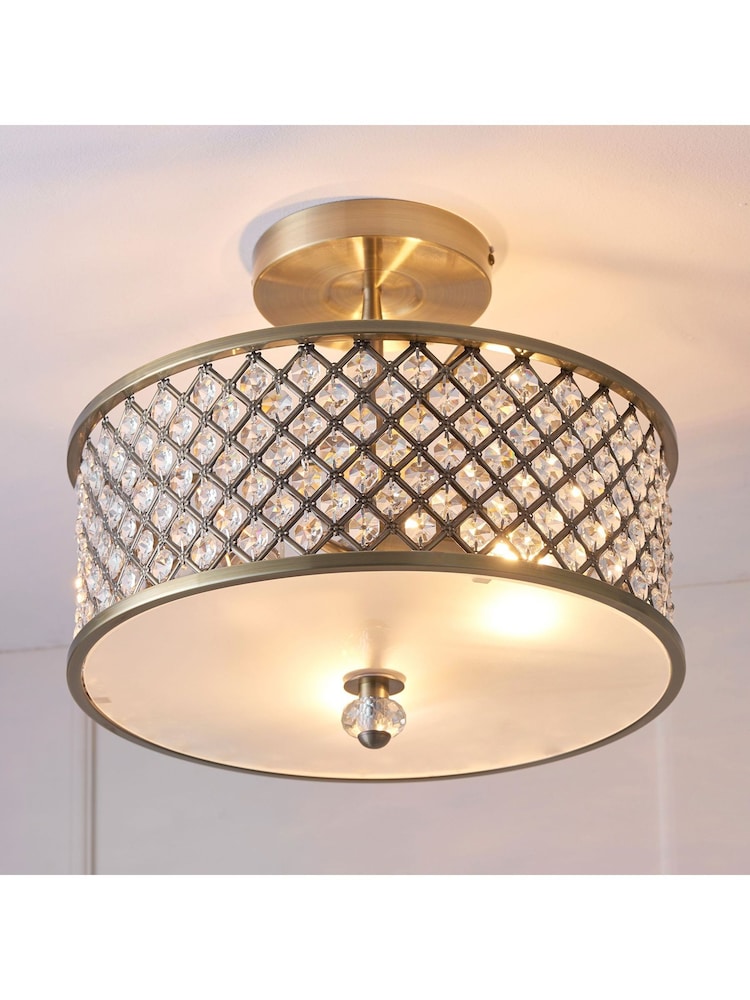 Gallery Home Brass Yoko Flush Ceiling Light - Image 2 of 9