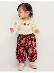 Monsoon Cream Baby Floral Top & Corduroy Trousers Set - Image 1 of 4