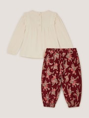 Monsoon Cream Baby Floral Top & Corduroy Trousers Set - Image 3 of 4