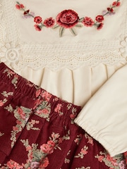 Monsoon Cream Baby Floral Top & Corduroy Trousers Set - Image 4 of 4