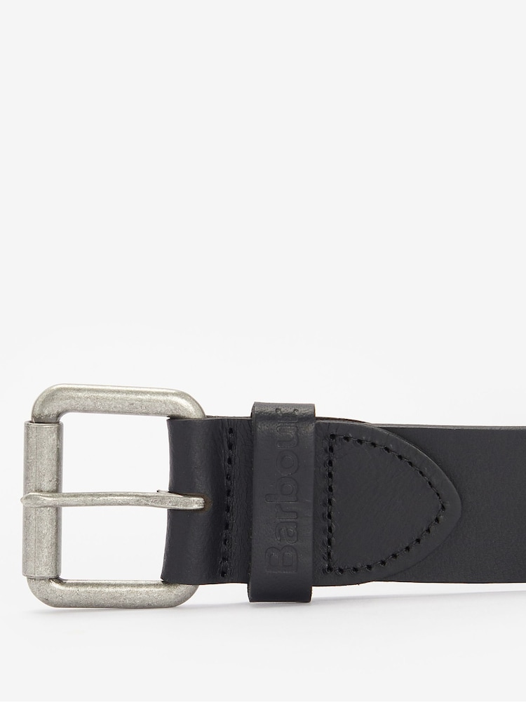 Barbour® Black Matt Leather Belt - Image 2 of 3