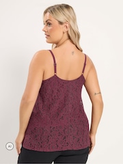 Yours Curve Red Lace Cami Vest Top - Image 3 of 6