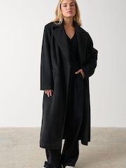 Pretty Lavish Black Ezra Boxy Collared Coat - Image 1 of 3