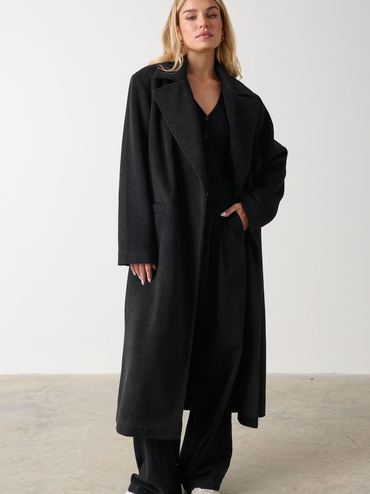 Pretty Lavish Black Ezra Boxy Collared Coat - Image 1 of 3 Pretty Lavish Black Ezra Boxy Collared Coat - Image 1 of 3
