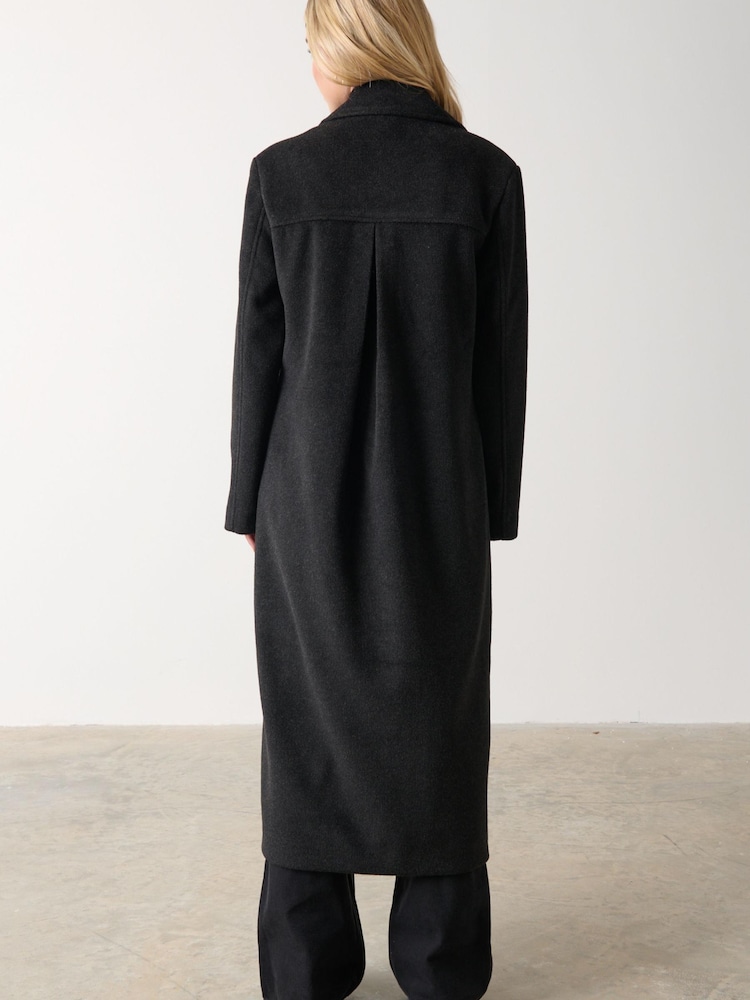Pretty Lavish Black Ezra Boxy Collared Coat - Image 2 of 3 Pretty Lavish Black Ezra Boxy Collared Coat - Image 2 of 3