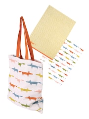 Scion Set of 2 White Mr Fox 10th Anniversary 100% Cotton Tea Towels and Tote Bag - Image 1 of 1