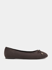 Yours Curve Brown Extra Wide Fit Faux Leather Ballet Flats - Image 2 of 5