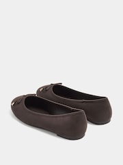 Yours Curve Brown Extra Wide Fit Faux Leather Ballet Flats - Image 3 of 5