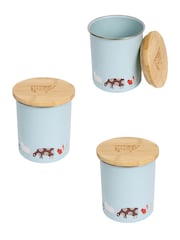 Dexam Set of 3 Blue Farmyard Tea, Coffee & Sugar Storage Jars - Image 1 of 1