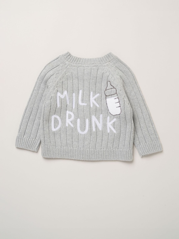 회색 - Rock-A-Bye Baby Boutique Chunky Knitted Embroidered Cardigan - 4의 이미지 1
