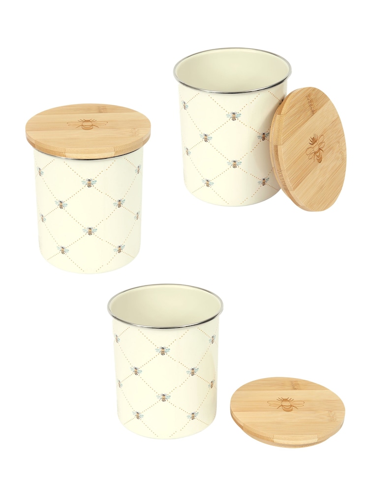 Dexam Set of 3 Cream Bees Knees Tea, Coffee & Sugar Storage Jars - Image 1 of 1