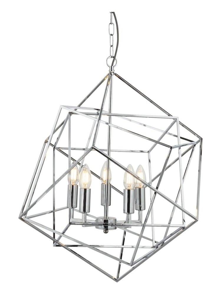 Searchlight Chrome Celsia Polished Chrome 5Lt Pendant Ceiling Light - Image 2 of 3