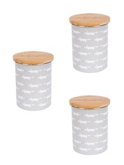 Scion Set of 3 Grey Mr Fox Tea, Coffee & Sugar Storage Jars - Image 1 of 1