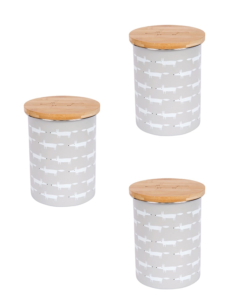 Scion Set of 3 Grey Mr Fox Tea, Coffee & Sugar Storage Jars - Image 1 of 1