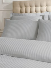 Catherine Lansfield Set of 2 Grey Satin Stripe 100% Cotton Pillowcases - Image 1 of 3