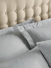 Catherine Lansfield Set of 2 Grey Satin Stripe 100% Cotton Pillowcases - Image 2 of 3