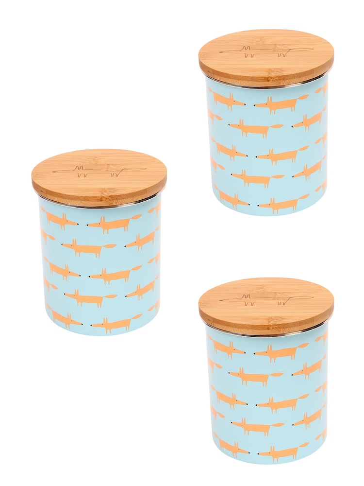 Scion 3 Piece Blue Mr Fox Tea, Coffee & Sugar Storage Jars - Image 1 of 1