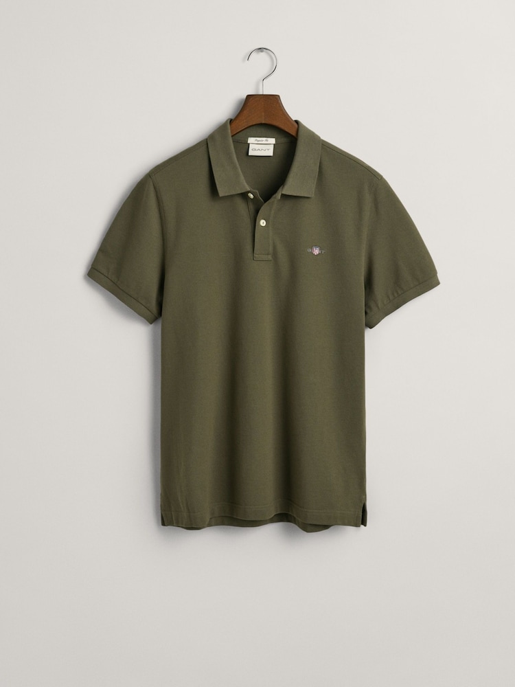 GANT Green Regular 100% Cotton Shield Polo Shirt - Image 5 of 5
