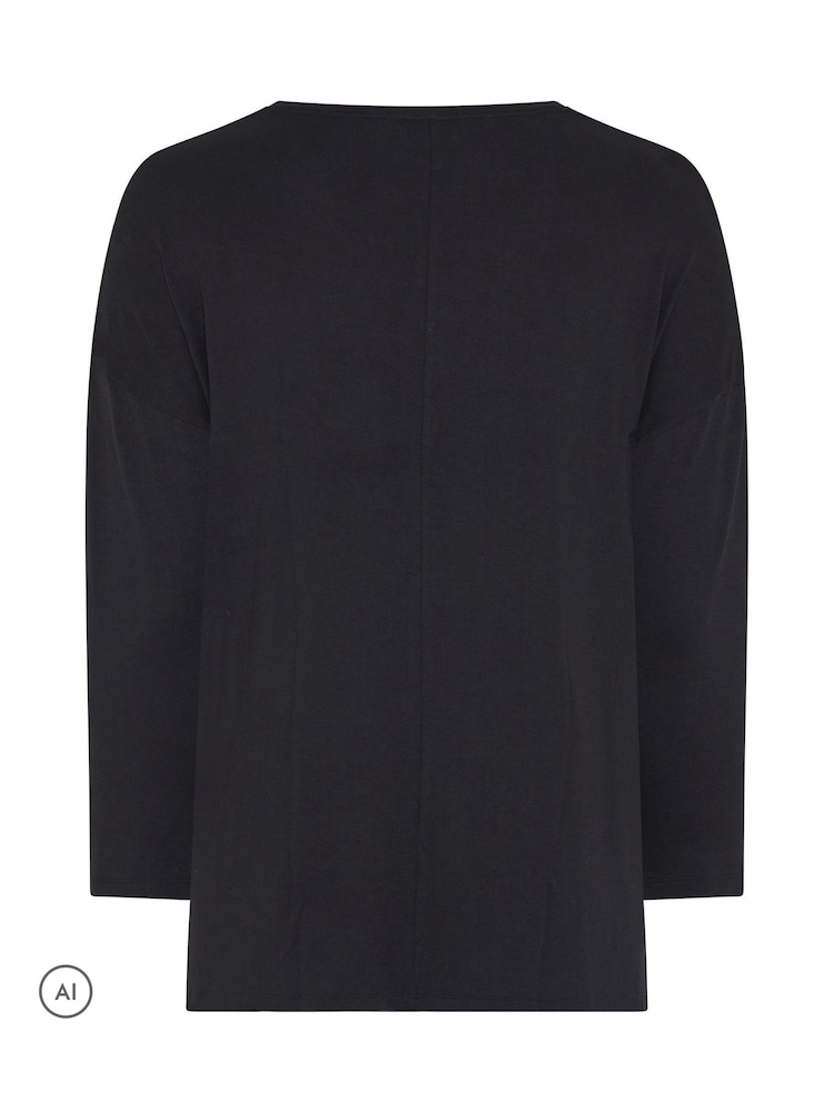 Yours Curve Black 'Winter Wonderland' Novelty Long Sleeve Top - Image 6 of 6