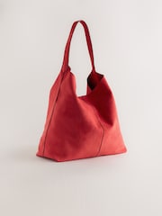 Red Faux Suede Slouchy Shoulder Bag - Image 1 of 5
