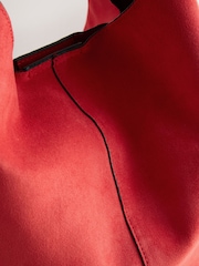 Red Faux Suede Slouchy Shoulder Bag - Image 4 of 5