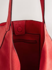 Red Faux Suede Slouchy Shoulder Bag - Image 5 of 5