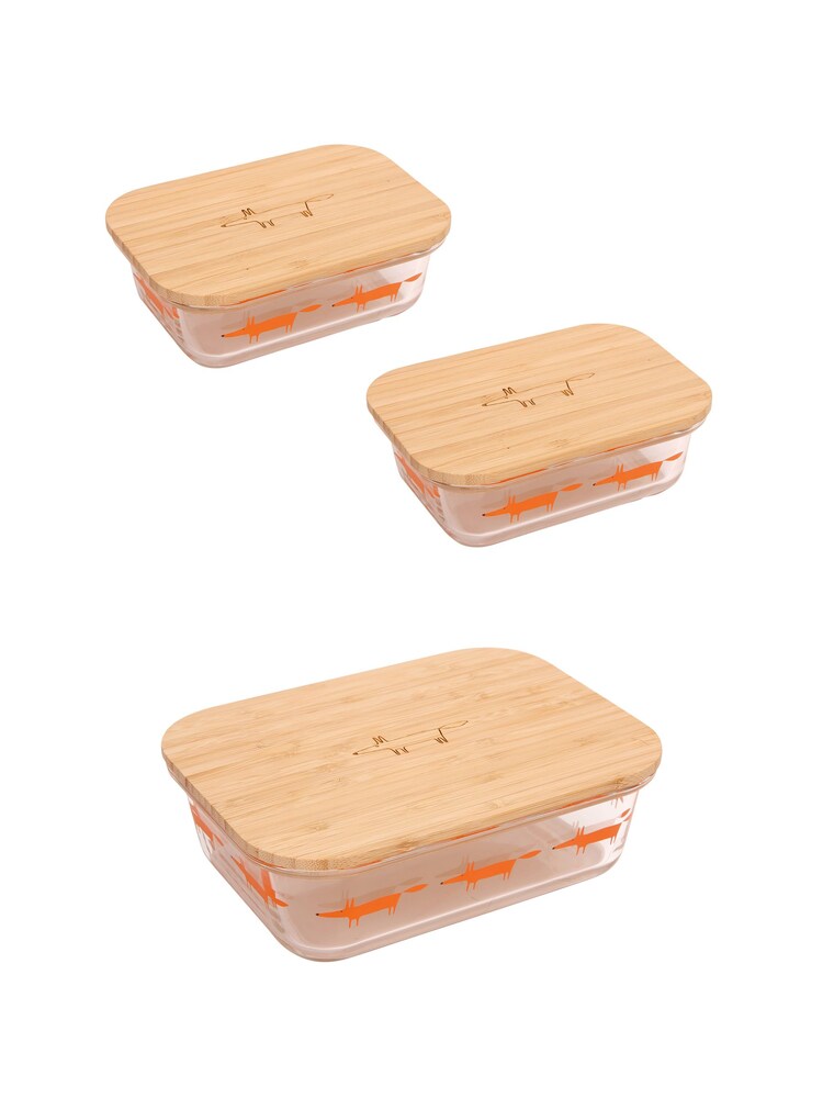 Scion Set of 3 Clear Mr Fox Rectangular Glass Storage Dishes - Image 1 of 1