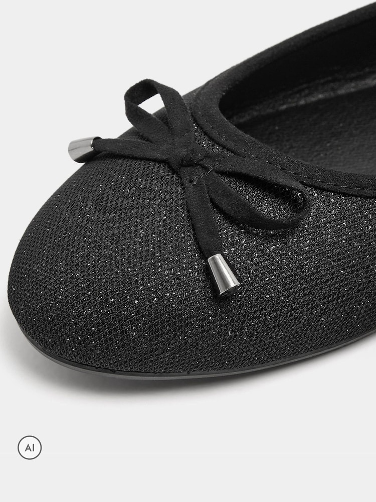 Yours Curve Glitter Ballet Pumps - 5şəkildən 5 şəkil