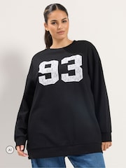 Yours Curve Black '93' Lace Sweatshirt - Image 1 of 6