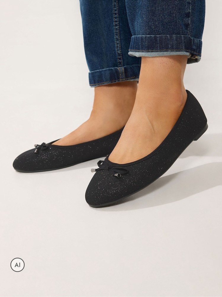 Yours Curve Glitter Ballet Pumps - 5şəkildən 1 şəkil