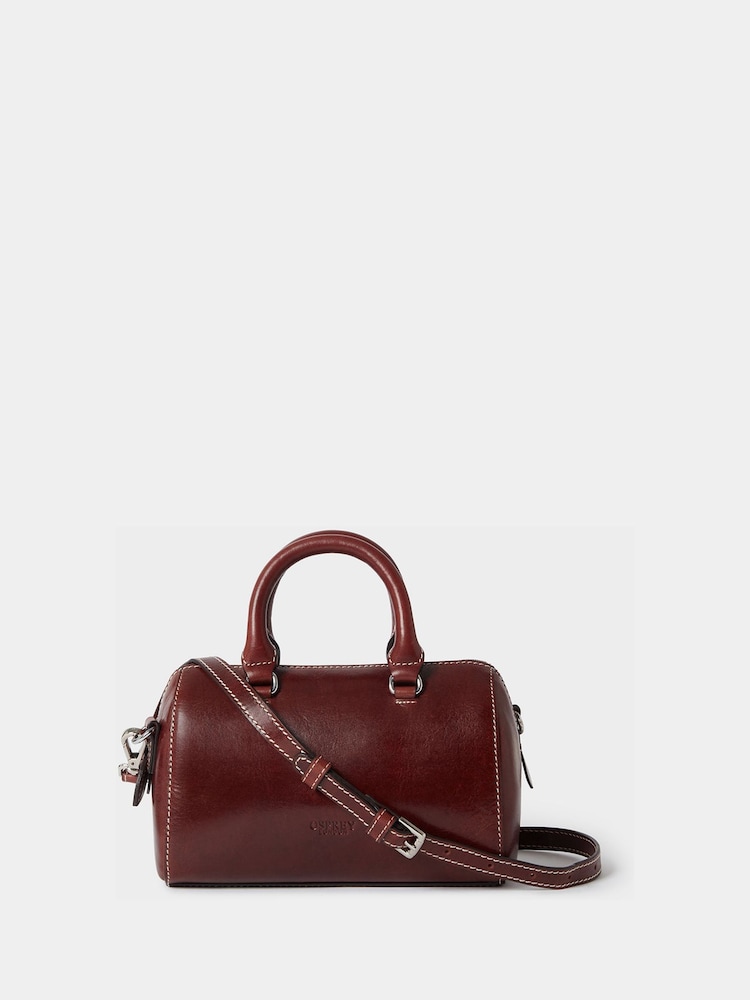 Osprey London Brown The Madison Mini Saddle Leather Barrel Bag - Image 1 of 5 Osprey London Brown The Madison Mini Saddle Leather Barrel Bag - Image 1 of 5