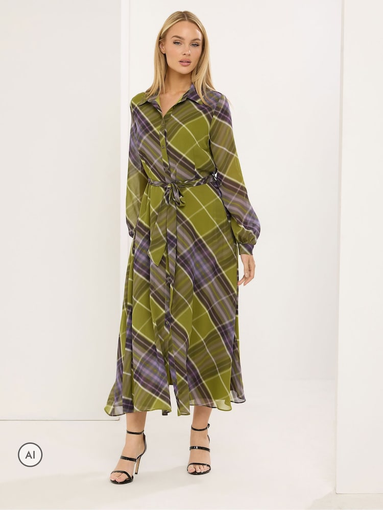 Star by Julien MacDonald Check Print Shirt Maxi Dress - Image 2 de 6
