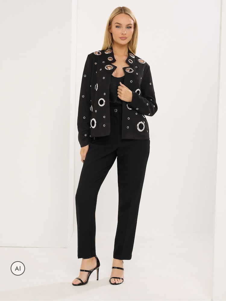 Star by Julien MacDonald Black Faux Suede Eyelet Jacket - Image 2 of 6 Star by Julien MacDonald Black Faux Suede Eyelet Jacket - Image 2 of 6