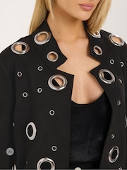 Star by Julien MacDonald Black Faux Suede Eyelet Jacket - Image 4 of 6