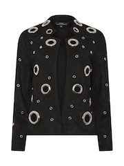 Star by Julien MacDonald Black Faux Suede Eyelet Jacket - Image 5 of 6