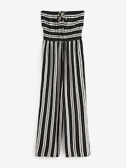 Black/White Stripe Multiway Halter-Tie Bandeau Wide Leg Jumpsuit - Image 6 of 7