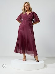 Yours Curve London Dobby-stoff plissert metallisk kjole - Bilde 1 av 6
