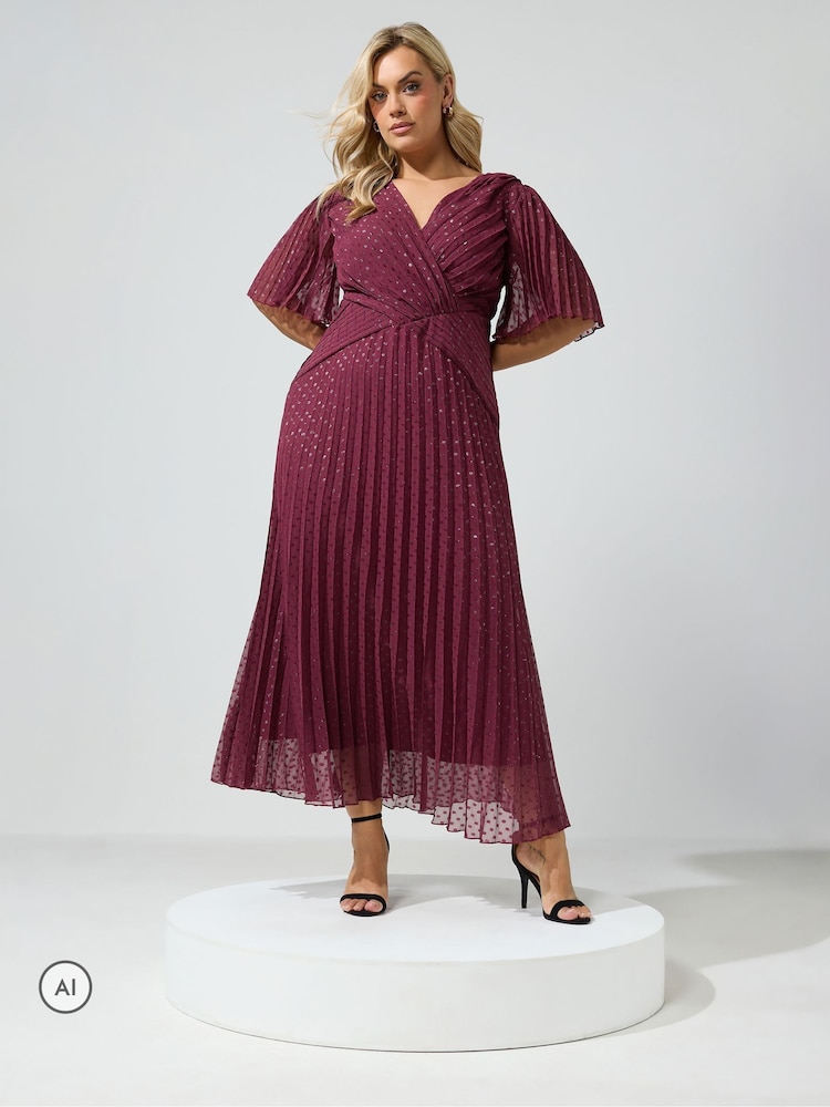 Yours Curve London Dobby-stoff plissert metallisk kjole - Bilde 1 av 6